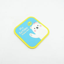 Vibrant square coaster with cartoon graphics, perfect for protecting surfaces from drink spills.