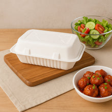 FresheeClamshell Takeaway Compostable Bagasse Food Box 9x6x3 Inch – 10 Pcs Pack