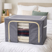 Foldable Steel Frame Clothes Storage Organizer Bag 60x43x32cm (Mix Color)