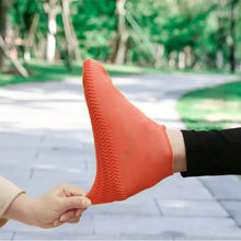 Orange Non-Slip Silicone Rain Reusable Anti skid Waterproof Fordable (1 Pair)